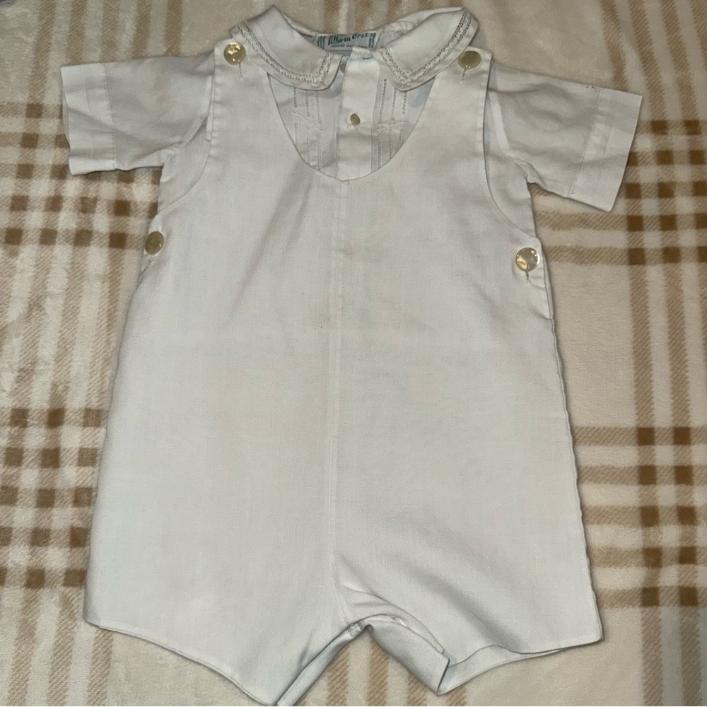 Feltman Brothers Baby Boy White Hand Embroidered Bobby Suit 2pc Set 6M Vintage